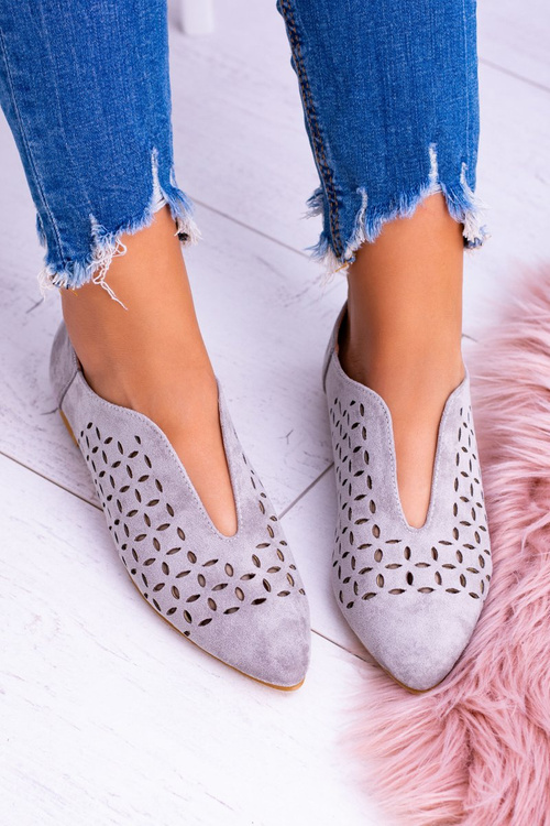 Lu Boo Grey Suede Women's Slip-on Half Shoes Synthia