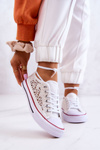 Women's fabric sneakers with openwork White Venture 