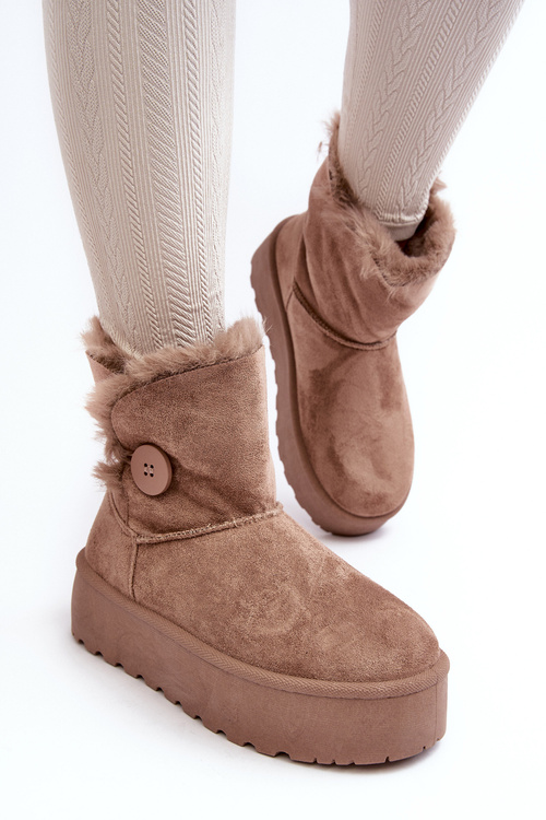 Women's Platform Snow Boots with Faux Fur Beige Wikasem