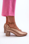 Elegant Leather Pumps with Platform Maciejka 06422-25 Gold