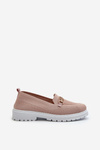 Women's Loafers On Flat Heel With Gold Detail Pink Limentia