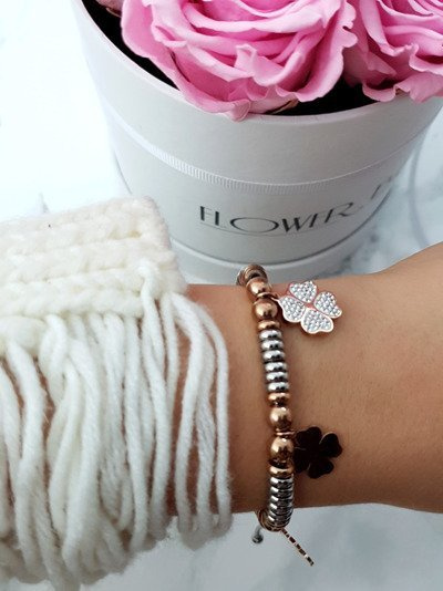 Ladies Bracelet With Pendants Clovers Charms