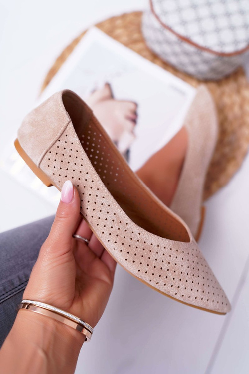 Lu Boo Women's Ballerinas Openwork Beige Dessert