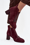Women's Boots Made of Natural Suede on Heel Artiker 57C0222 Bordeaux