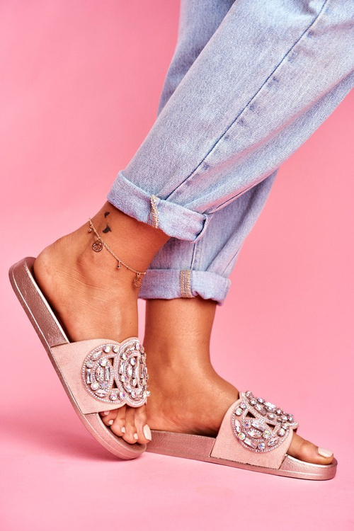 Women's Flip Flops With Crystals Rose Gold Audrey