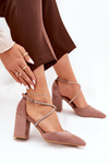 Pumps With Pointed Toes And Decorated Straps On A Heel Dark Beige Verithas