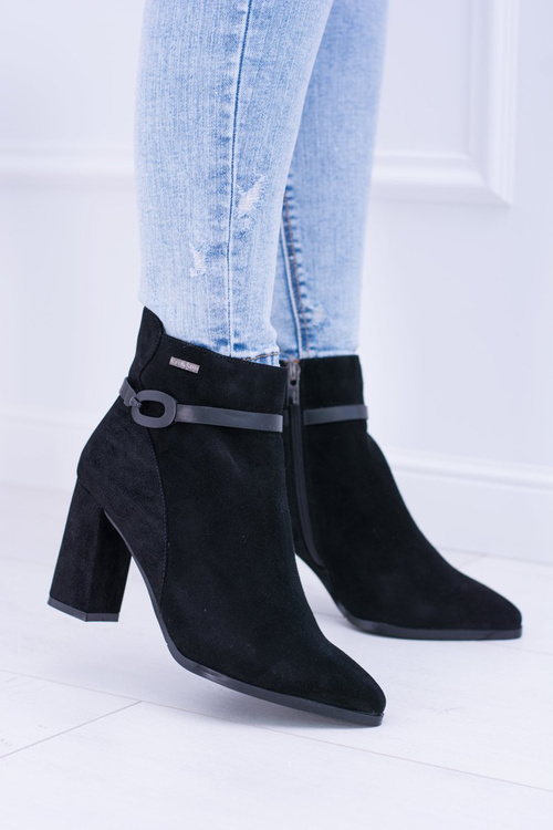 Big Star Czarne Zamszowe Botki Na Słupku BB274383