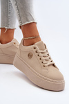 Women's platform sneakers in beige Eshen
