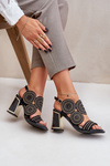 Embellished Heeled Sandals Black Delariona