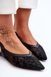 Baleriny Damskie Kwiaty Czarne Adore MM-818