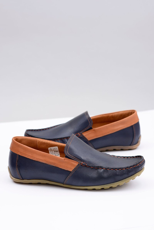 Neex | Navy blue Leather Men's slip-on Pardon moccasins