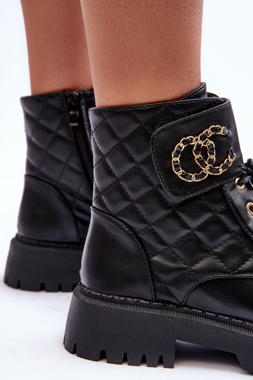Women's Ankle Boots with Decoration Black Toye