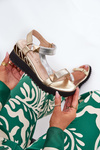 Women's Leather Wedge Sandals D&A CR51-135 Gold-Silver
