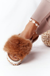 Platform Slippers With Eco Fur Camel Adventure