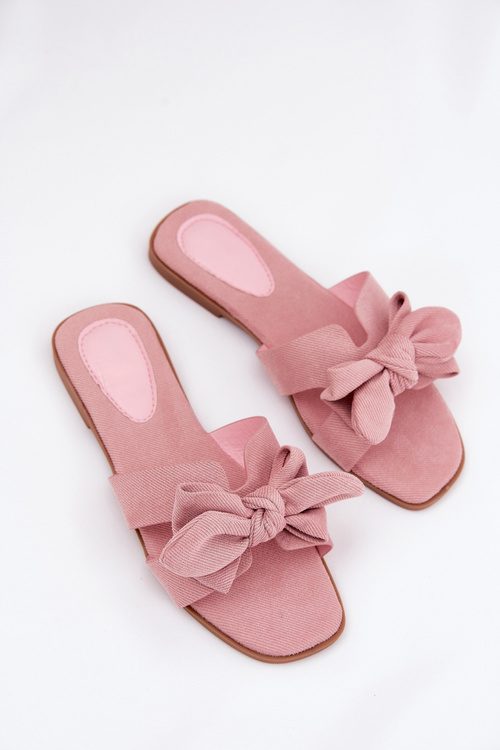 Flat Women's Slippers With Bow Pink Tobin