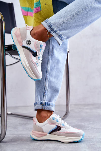 Sneakersy Sportowe Damskie Biało-Różowe Big Star KK274097