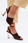 Suede stilettos with decorative bracelet CheBello 4440 chocolate
