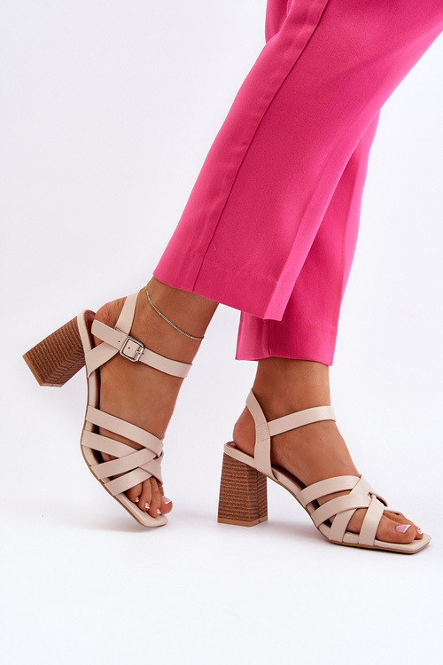 Women's Beige Sandals on a Heel Opifiana