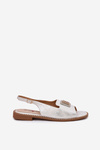Elegant Women's Sandals On Flat Heel With Decoration S.Barski KV51-082 Silver