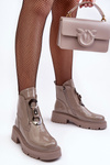 Women's Lacquered Boots with Decoration Beige SBarski MR870-53