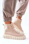 Suede High Platform Sneakers Beige Meniphise
