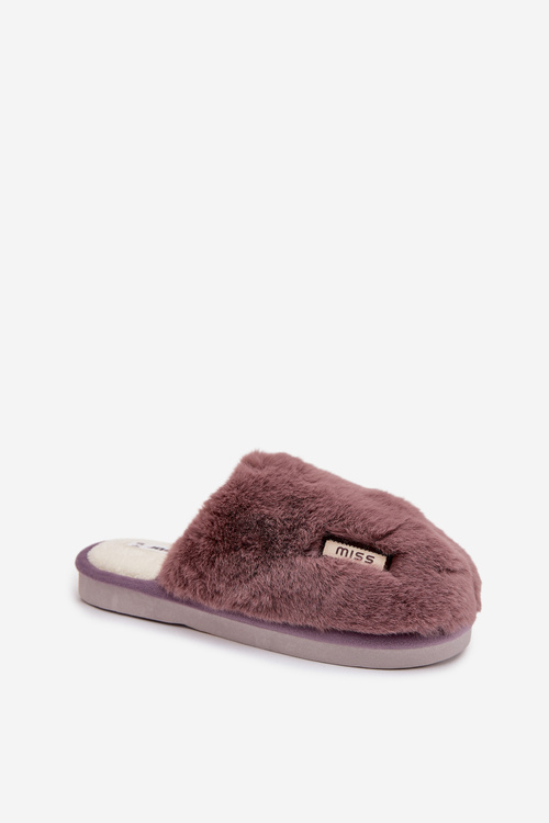 Fur Ladies Slippers Dark Purple Belinna
