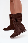 Leather Suede Women's Boots with Ruching Insulation Maciejka K7211-02 Chocolate