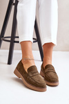 Classic Women's Moccasins Made Of Eco Suede Dark Green Belania
