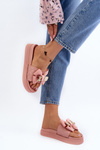 Women's Slippers with Bow and Teddy Bear Pink Katterina