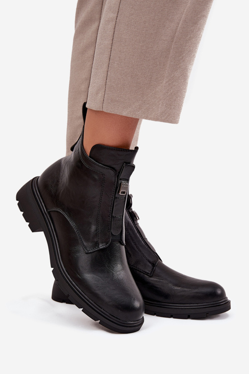 Insulated Women's Boots with Zipper and Decorative Detail Black Roselle