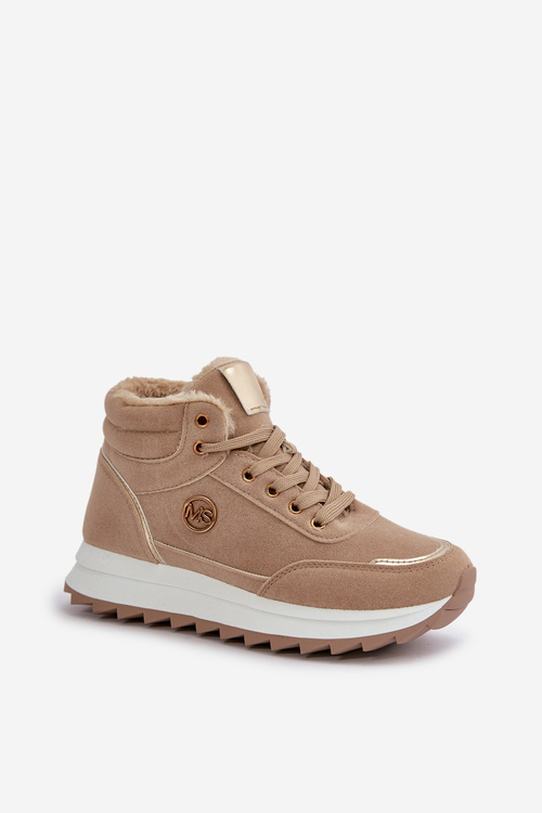 Ocieplane Buty Sportowe Botki Damskie Na Platformie Khaki Ariatte