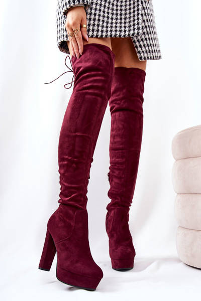 Suede heeled boots maroon Minesa