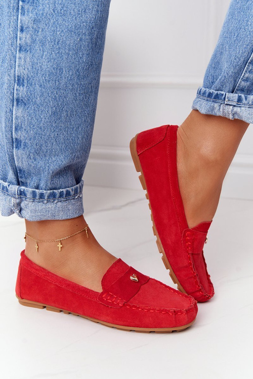 Women's Suede Loafers S.Barski Red