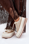 Womens Sneakers On Massive Platform S.Barski BF51-101 Beige