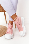 Women's High Sneakers On A Chunky Sole Pink Trissy