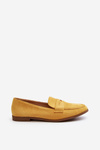 Suede Loafers With Ornament Yellow Eleina 