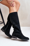 Suede Women's Knee-High Boots with Zipper Lewski 3616 Black