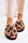 Slippers With Fur Rubber Leopard Brown Noelle