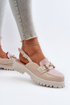 Women's Flat Heeled Sandals with Beige Ornament D&A MR38-656