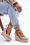 Women's Lace Up Wedge Sandals Green Bethany