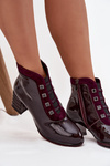 Patent Leather Women's Ankle Boots Made of Genuine Leather On Heel D&A CR52-696 Burgundy