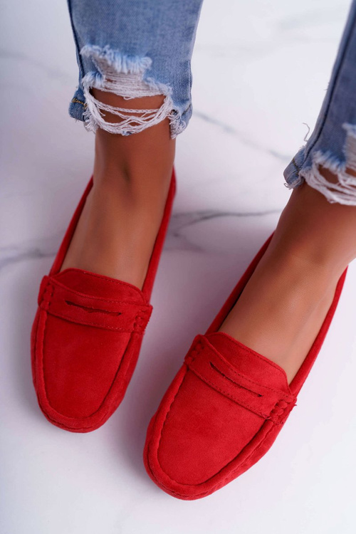 Women's Lightweight Eco-suede Moccasins Red Limez