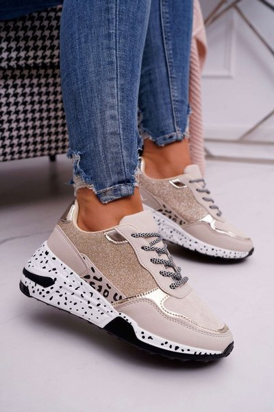 Sporty Women's Shoes Thick Soles Beige Nokien