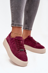 Suede Women's Sneakers On Platform Vinceza 79578 Bordeaux