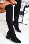 Women's high boots over the knee eco-suede black Can't Stop