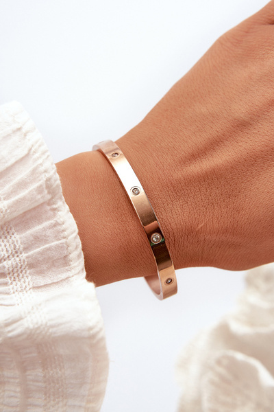 Bransoletka Stalowa Cyrkonie Różowe Złoto Lauren