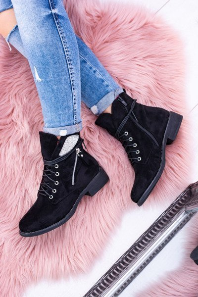 Women's Warmed Zipper Boots Sequins Suede Cortina