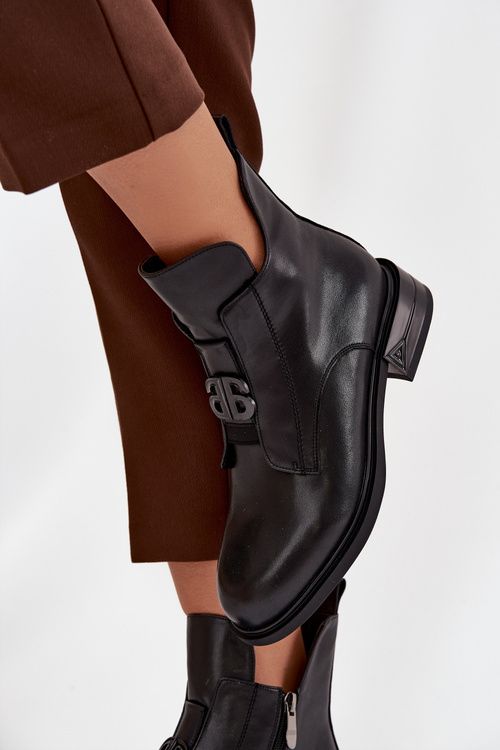 Insulated Leather Women's Boots With Decorative Detail Black Briselda