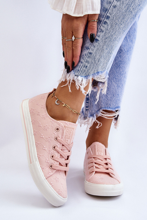 Women's Big Star Embroidered Sneakers LL274224 Pink