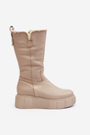 Women's Leather Boots with Wool Zazoo 70121 Beige